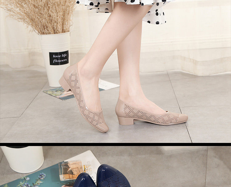 Sandals women's fashion single shoes thick heel anti slip shallow mouth casual women's shoes