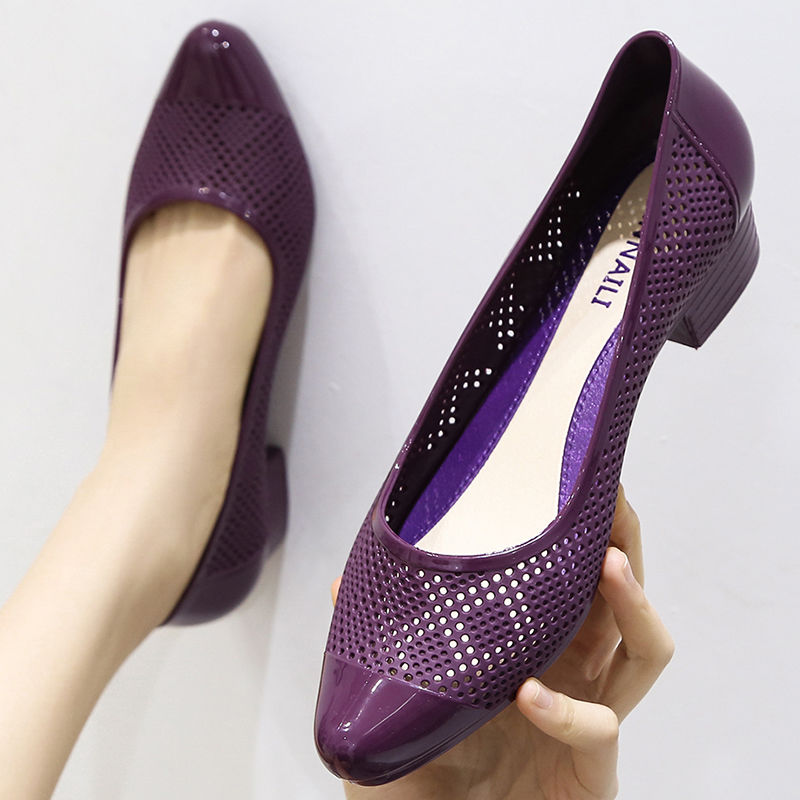 Sandals women's fashion single shoes thick heel anti slip shallow mouth casual women's shoes