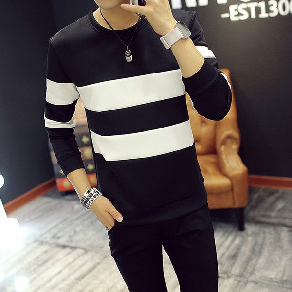 Men Sweatshirt lattice coat College style Couple printing Tops daily Handsome T-shirts &amp; Polos