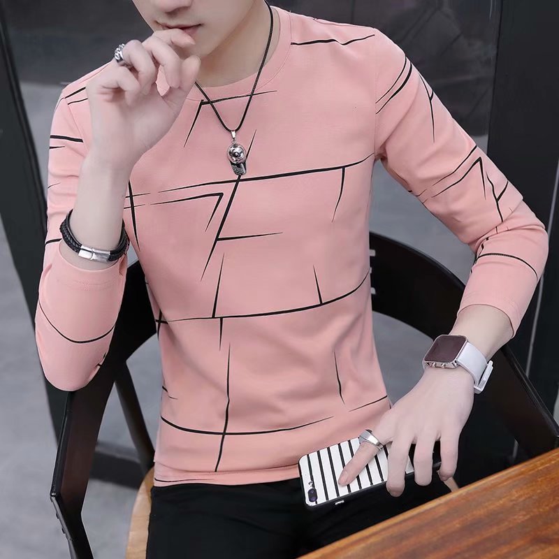 T Shirt Men Autumn Winter Men Long Sleeve T-shirt Stripe Shirt Tshirt long T-shirts &amp; Polos