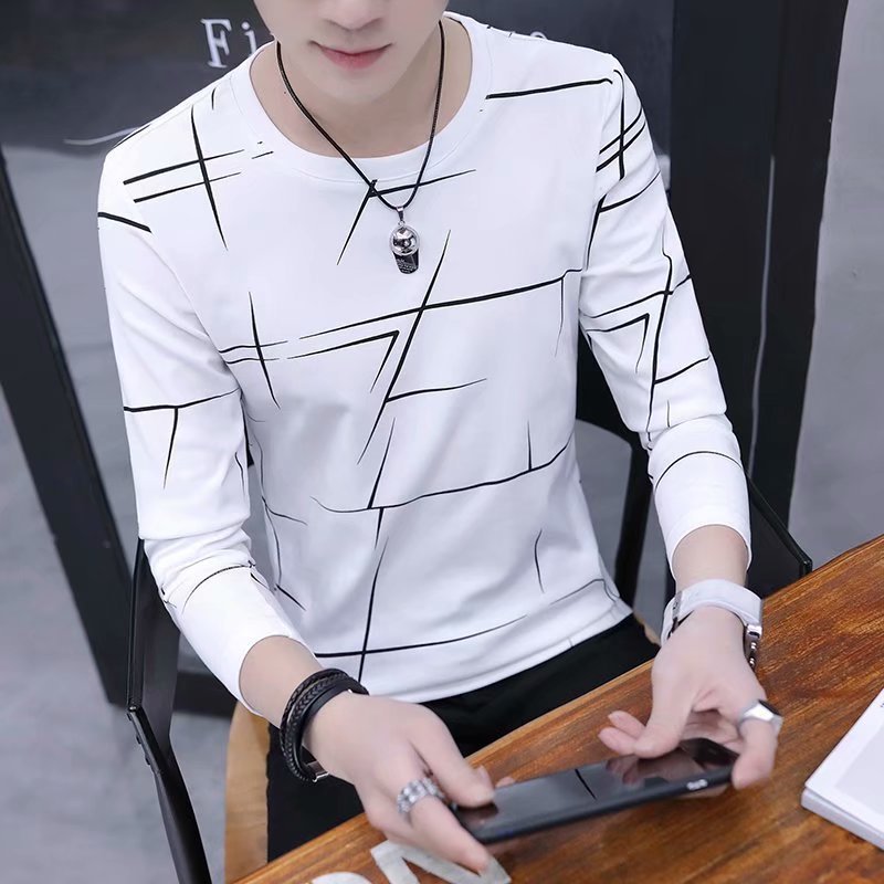 T Shirt Men Autumn Winter Men Long Sleeve T-shirt Stripe Shirt Tshirt long T-shirts &amp; Polos