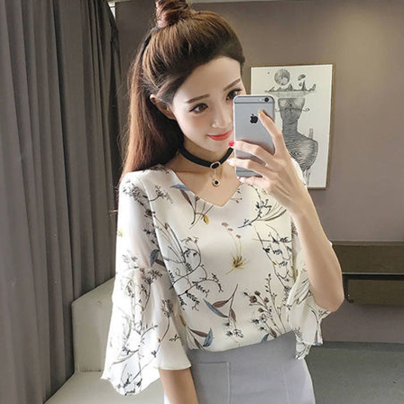 Chiffon T Shirt Women Casual Office Daily Elegant Blusa Short Sleeve Bow Tie Neck Tshirts Tops