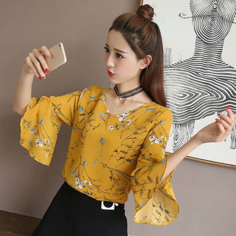 Chiffon T Shirt Women Casual Office Daily Elegant Blusa Short Sleeve Bow Tie Neck Tshirts Tops