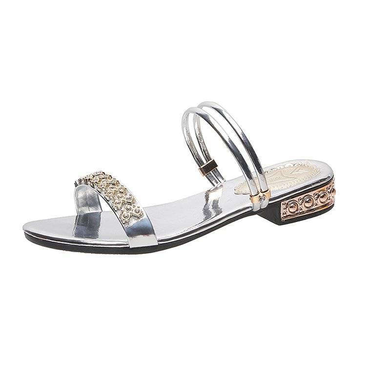 women‘s Flat Sandal T-strap Rhinestone Flip Flops  Sandals  Non-Slip Shoes  slippers