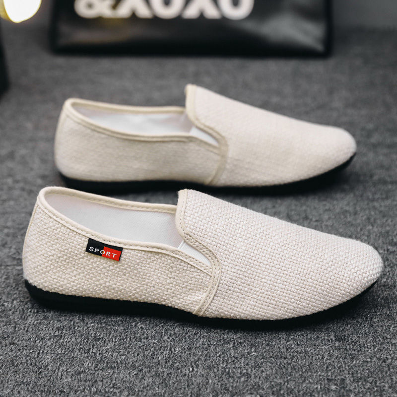 Linen canvas shoes, men's casual shoes, men's lazy shoes, trendy bean shoes  Loafers &amp; Slip-Ons