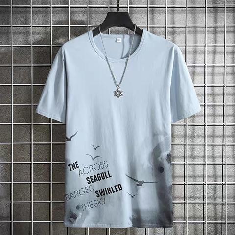 Short sleeve t-shirt men's loose student half sleeve men's fashion brand T-shirts &amp; Polos