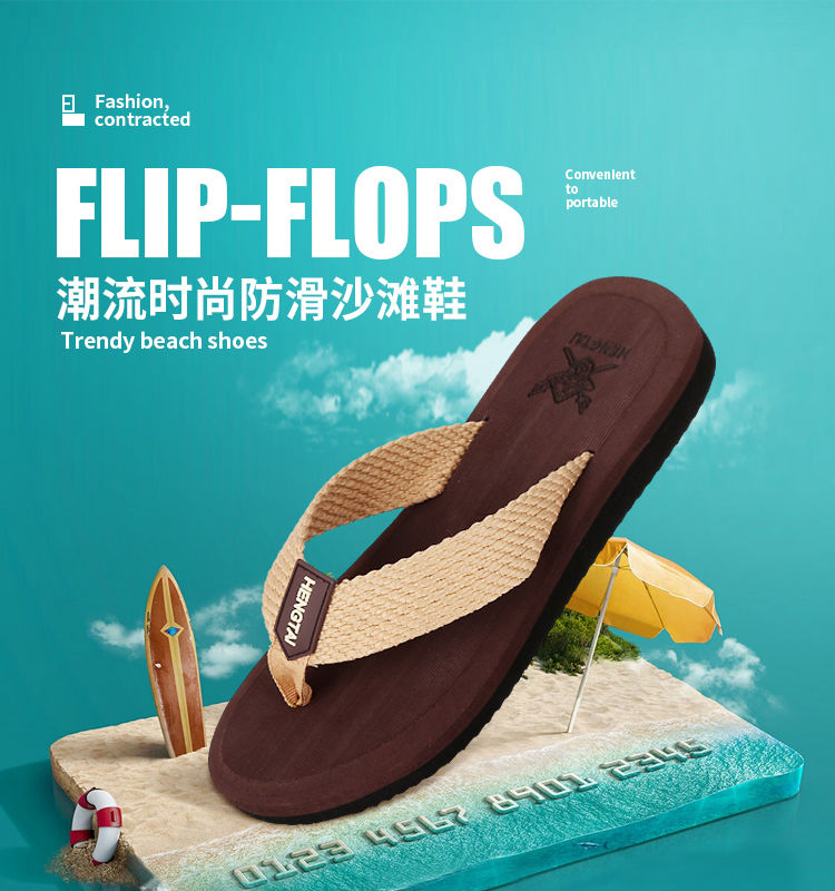 Men&apos;s summer slippers outdoor antiskid men&apos;s beach shoes  Men Slippers