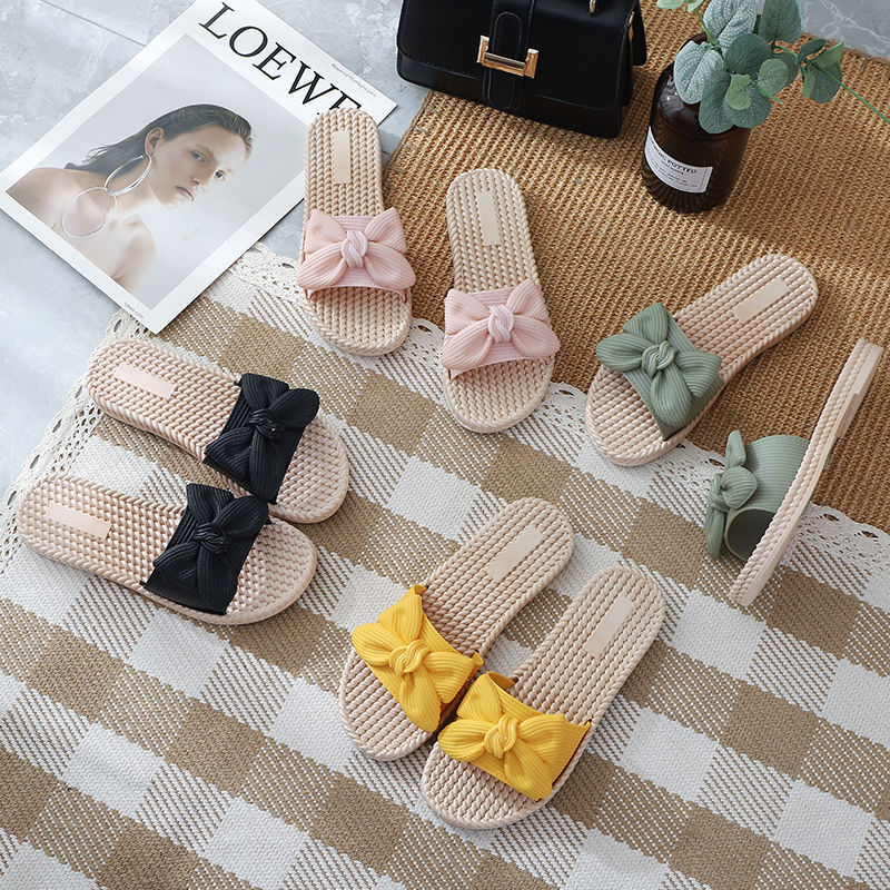 Women's slippers summer wear bow versatile anti slip cool women's slippers