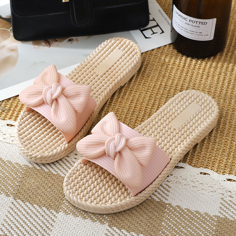 Women's slippers summer wear bow versatile anti slip cool women's slippers