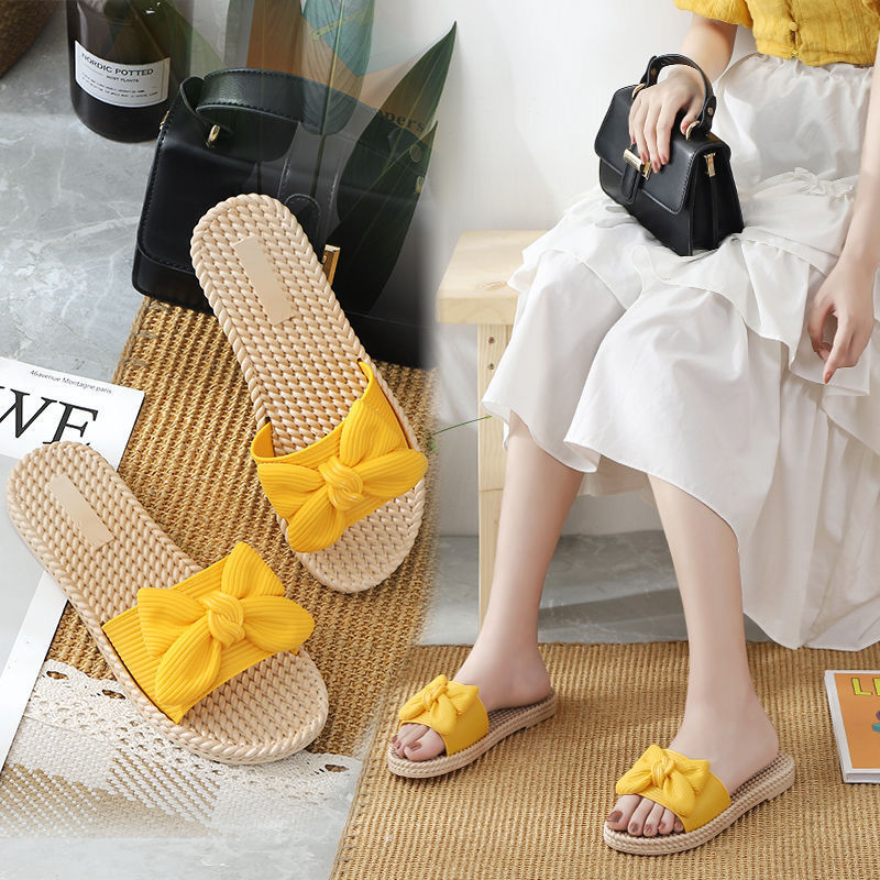 Women's slippers summer wear bow versatile anti slip cool women's slippers
