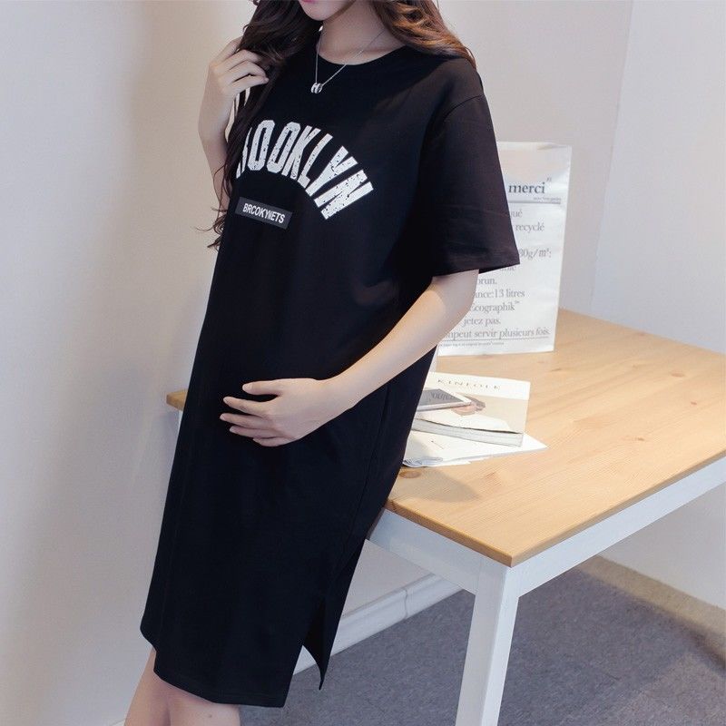 Summer dress short-sleeved t-shirt western style maternity dress mid-length top Dresses