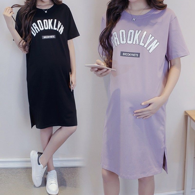 Summer dress short-sleeved t-shirt western style maternity dress mid-length top Dresses
