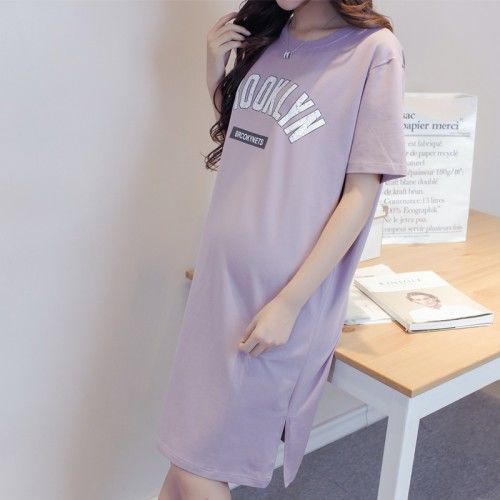 Summer dress short-sleeved t-shirt western style maternity dress mid-length top Dresses