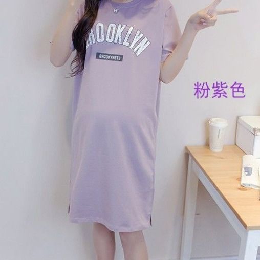 Summer dress short-sleeved t-shirt western style maternity dress mid-length top Dresses