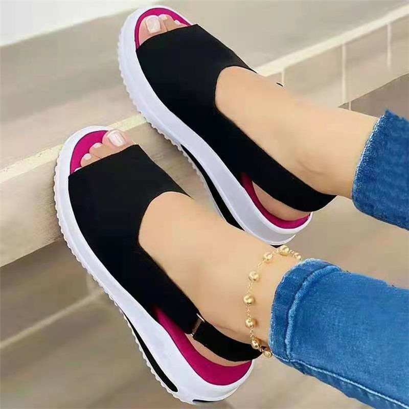 Large size 35-43 women shoes Stitching Ladies Sandals Comfortable Flat Sandals Women Open Toe Beach Shoes slipper