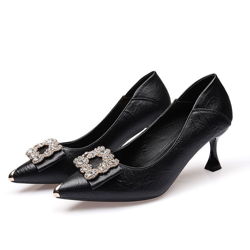 New high heels women's slim heel pointed middle heel women's work shoes Heels