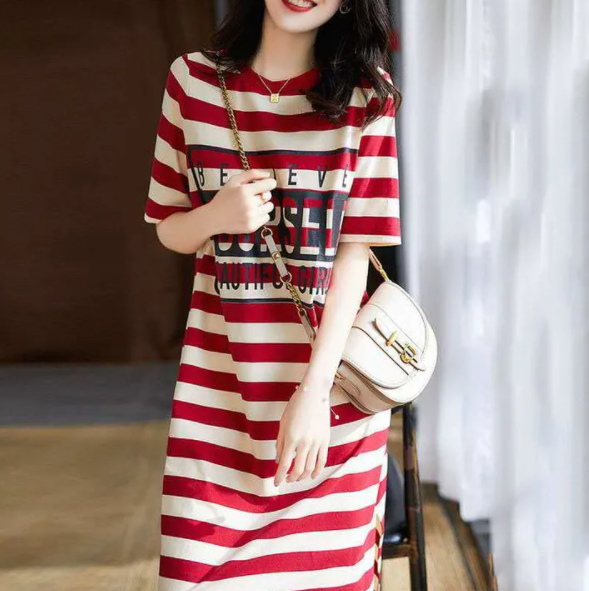 Large size ladies clothes women dress wear loose T-shirt dress women clothing