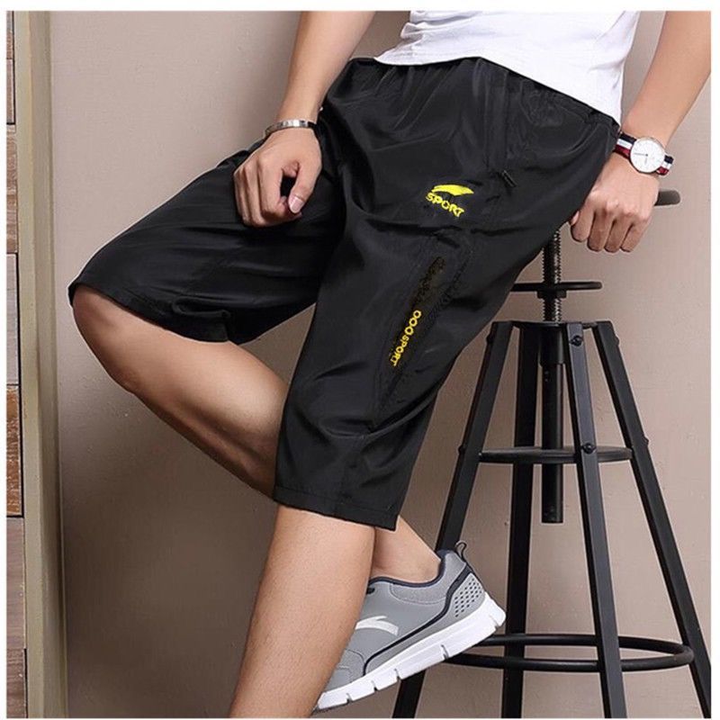 Summer quick-drying beach cropped pants men's thin casual sports shorts