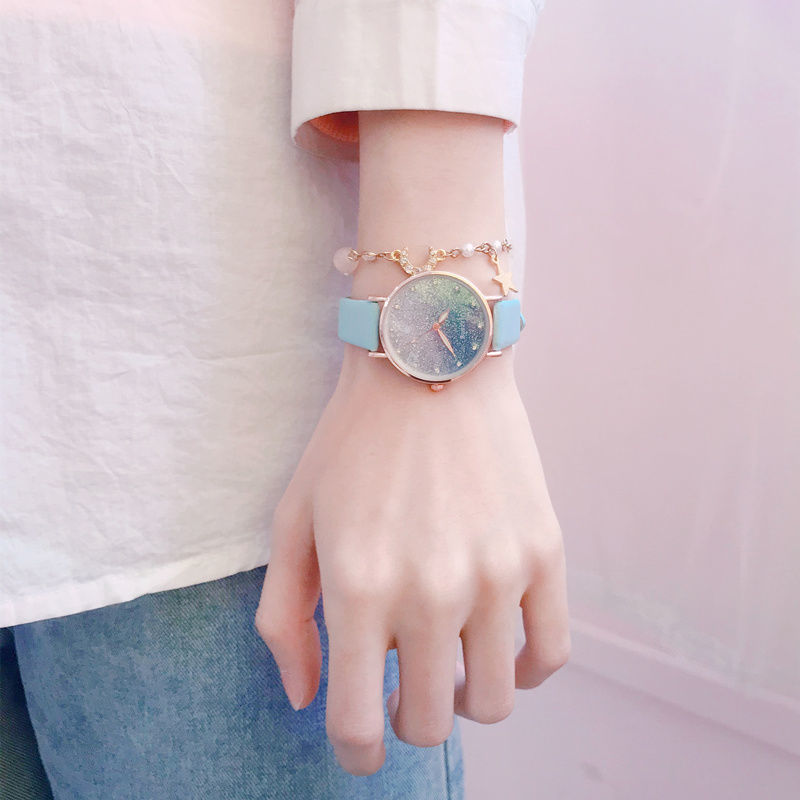 Purple gradient starry sky ladies watch female student simple female watch