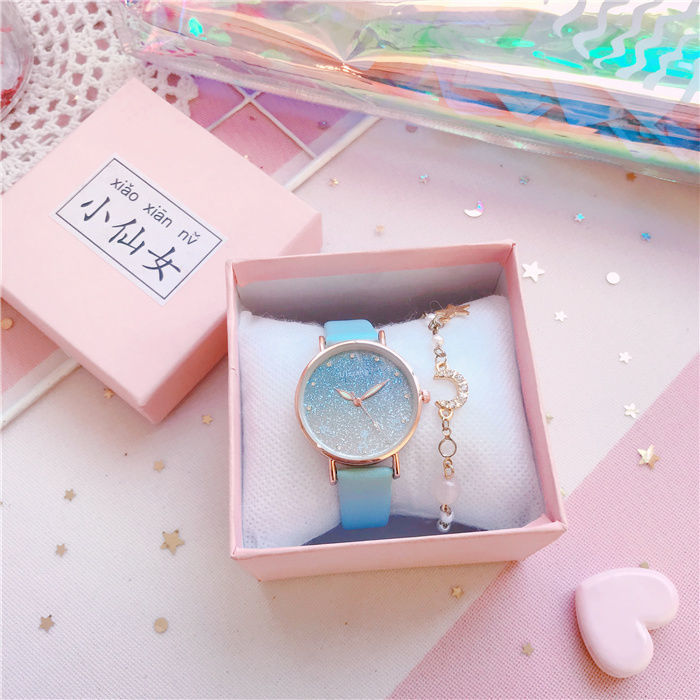 Purple gradient starry sky ladies watch female student simple female watch