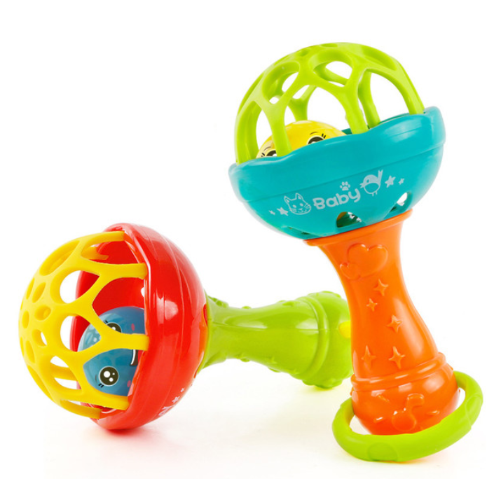 2pc Rattles Develop Baby Intelligence Grasping Gums Plastic Hand Bell Rattle  girl boy Toys Fast delivery within 1-5 days