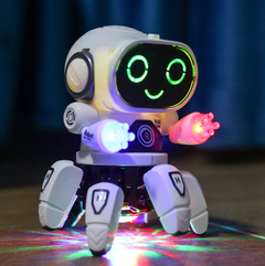 New Arrival dancing electric six-claw fish robot light music children boys and girls light music toys Christmas gifts White onesize