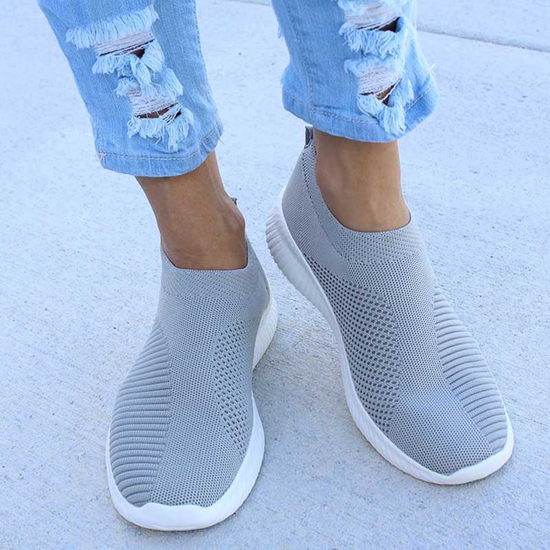 Women Shoes Knitting Sock Sneakers Women shoesSlip On Flat Shoes Women Athletic Plus Size Loafers Flats Walking krasovki Famela