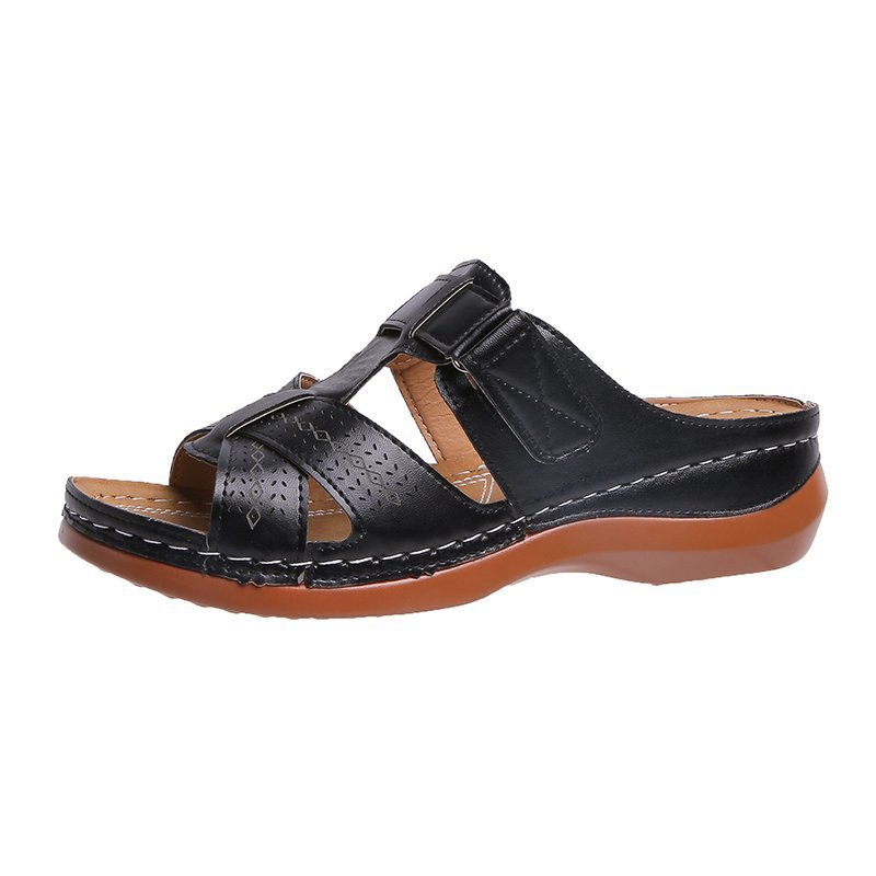 Large size 38 -42  women's shoes hollow wedge heel Velcro sandals women's slippers