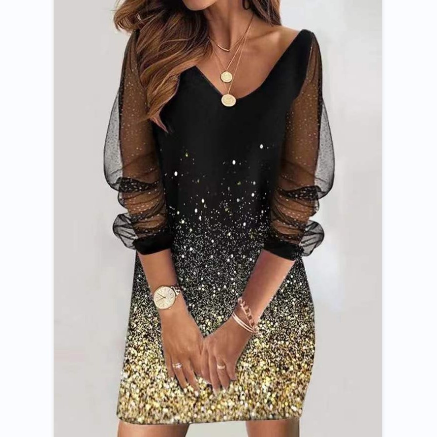 Elegant Woman Dress Knees Length Plus Size Soft Colorblock Dresses Office Lady dress women clothes