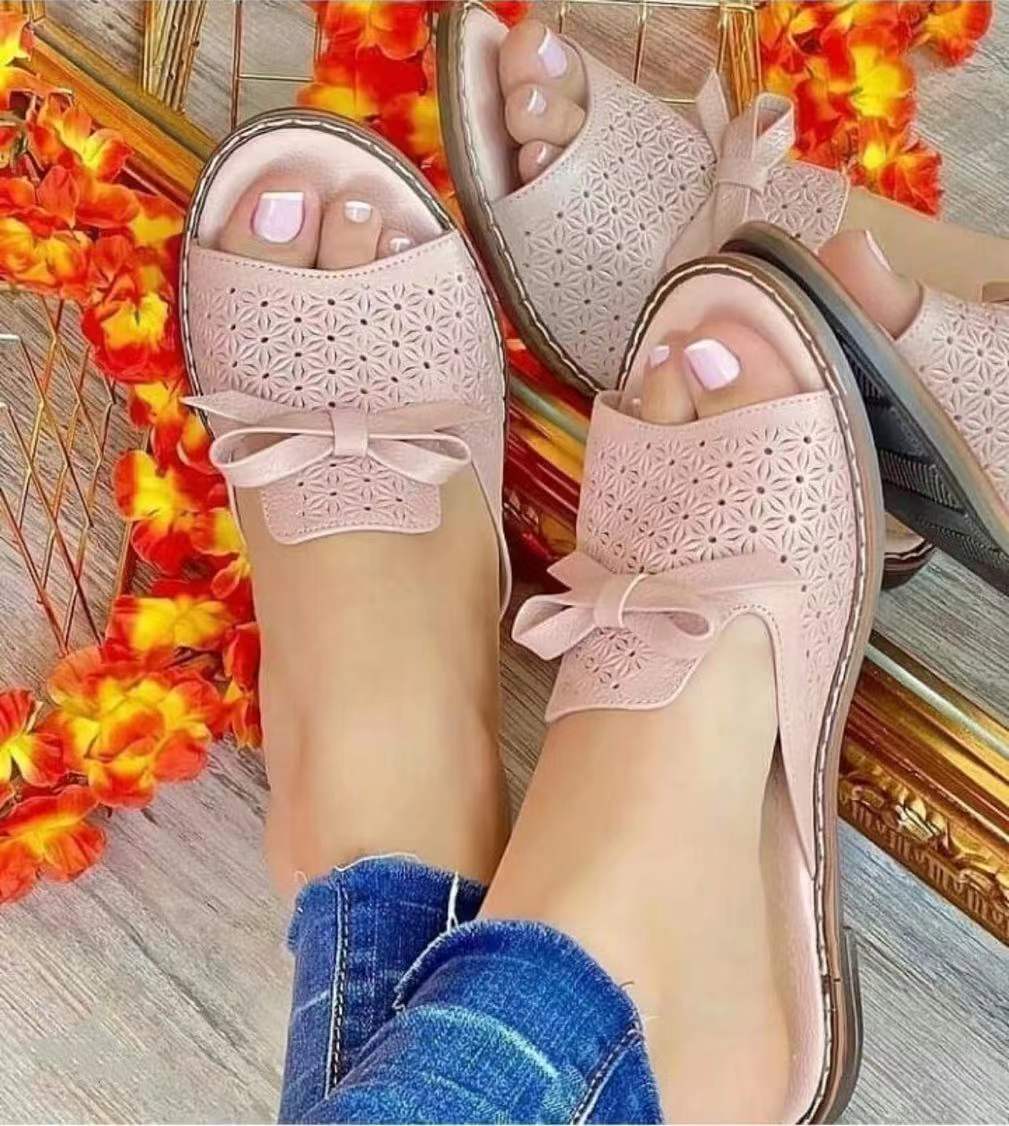 Ladies shoes big size 39 -42 Women’s slope heel sandals ladies flat thick sole middle heel shoes open shoes