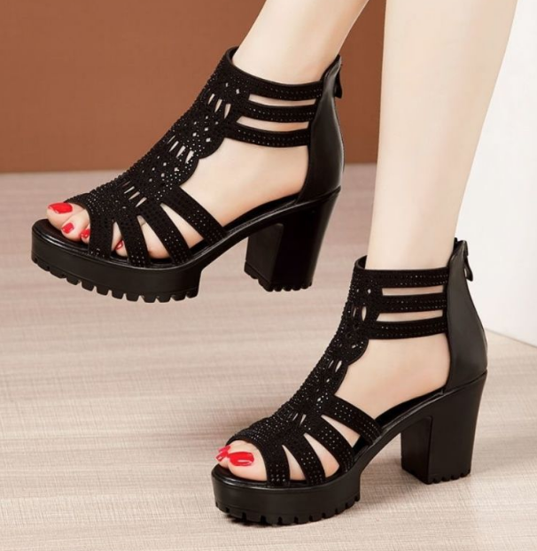 Local fast delivery Heels Women Sandals  Chunky Heel  Band Elegant Fashion Shoes Ladies Shoes Fashion Girl shoe