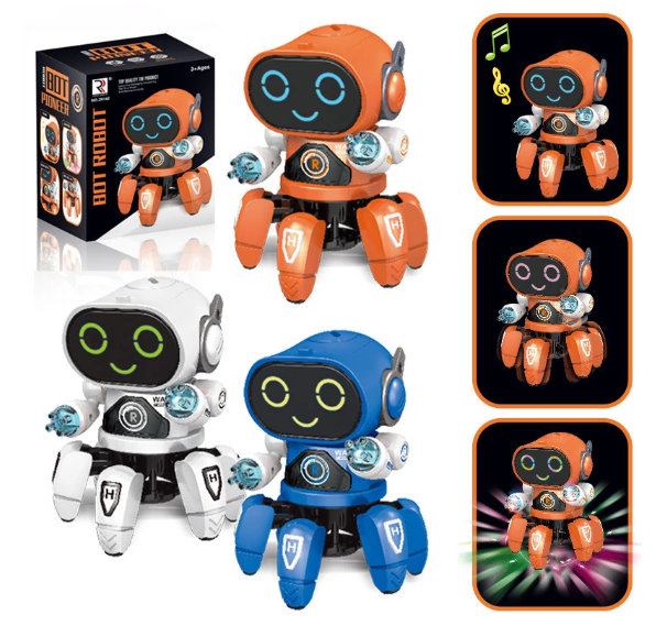 Fast delivery within 1-5 days New Arrival Dance Music 6 Claws Robot Octopus Spider Robots Vehicle Birthday Gift Toys For Children Kids Early Education Baby Toy Boys Girls