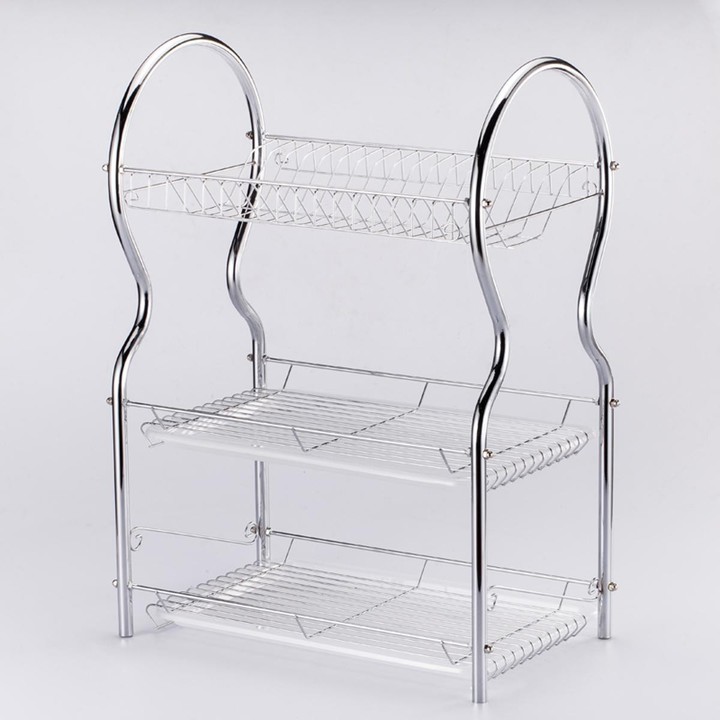 3-Tier Dish Rack / Utensils Rack Stainless Steel with Drain Board