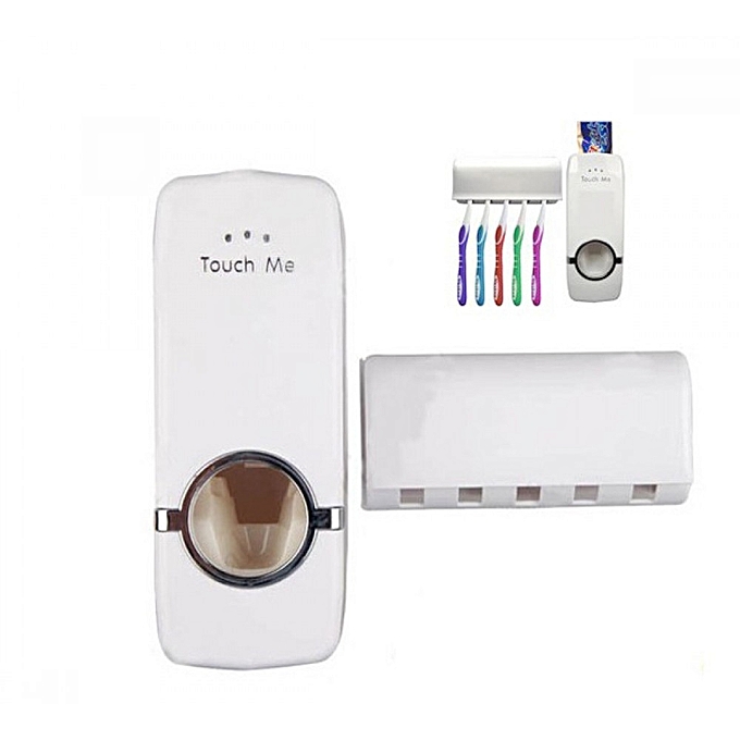 Automatic Toothpaste Dispenser and 5 Toothbrush Holder
