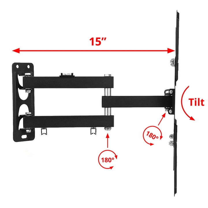 Full Motion Swivel Wall Mount TV Bracket black - 14-42&quot;
