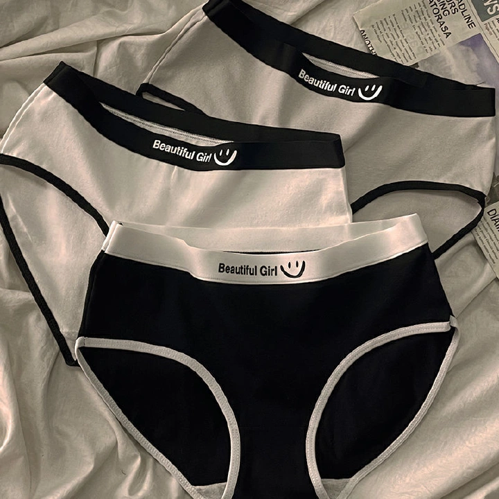 3 in 1 Women's Panties 3Pcs Female's Simple seamless mid waist cotton Briefs Girl's Lining Underwear Girls' Simple Traceless Mid Waist Cotton Crotch Pants