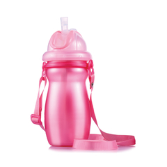 M/Easy PP WATER BOTTLE WITH SILICON STRAW &HANGING STRAP 420ML/14OZ