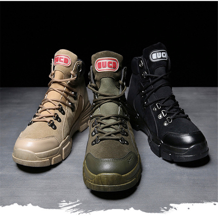 Spring 2019 New Shoes Men&apos;s High Help Martin Boots Fashion Thick-soled Sports Shoes Have gifts