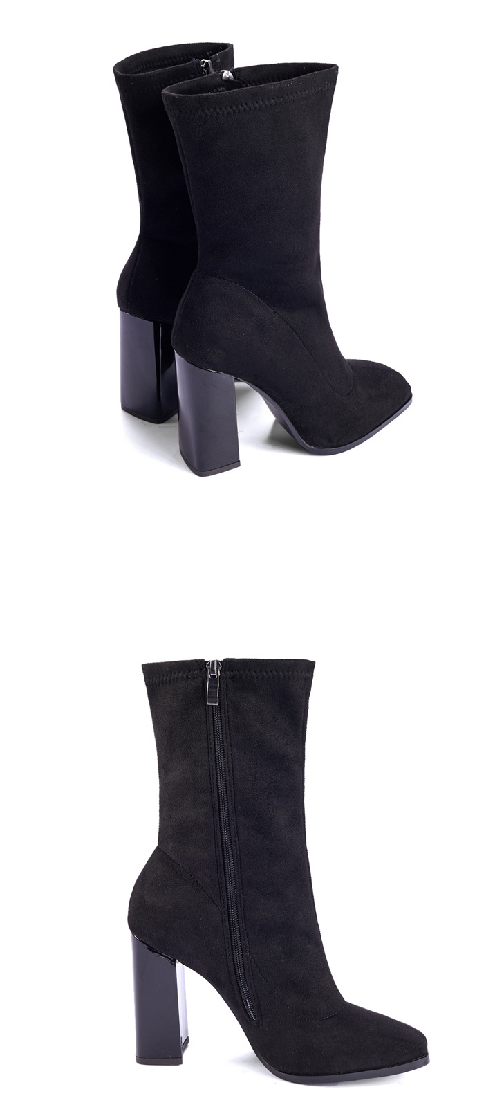 Autumn and winter thick heel short boots women's shoes African high heel elastic boots Martin boots