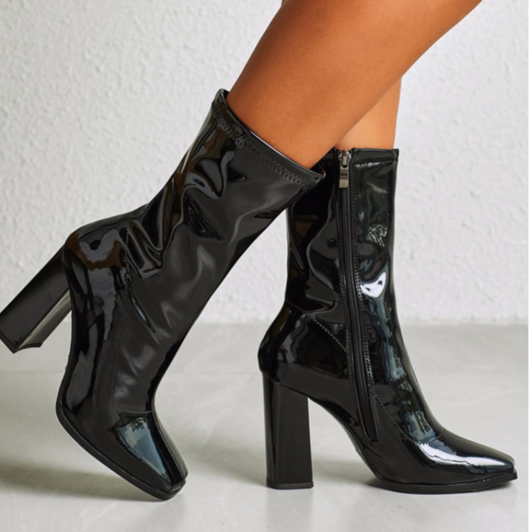 Autumn and winter thick heel short boots women's shoes African high heel elastic boots Martin boots