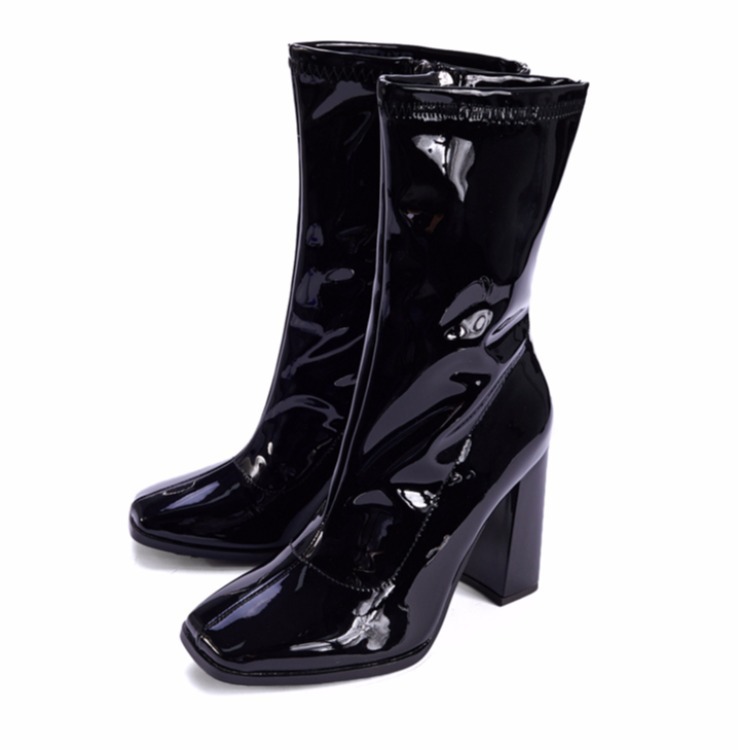 Autumn and winter thick heel short boots women's shoes African high heel elastic boots Martin boots