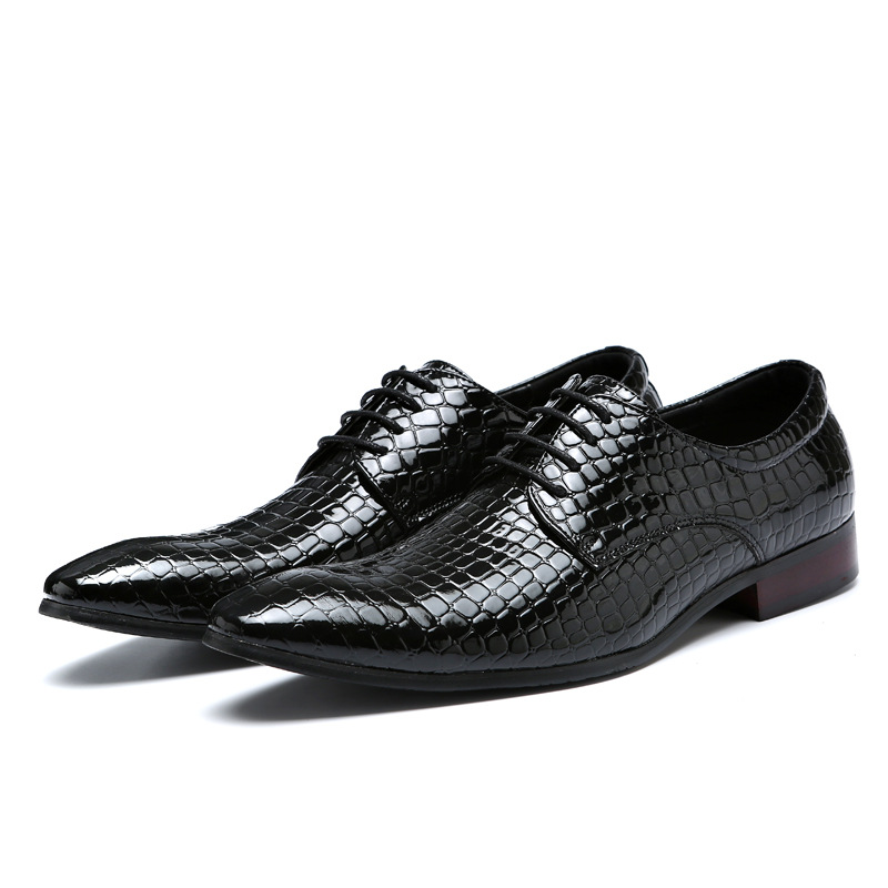 African, European and American fashion serpentine men's shoes lace up low top leather shoes