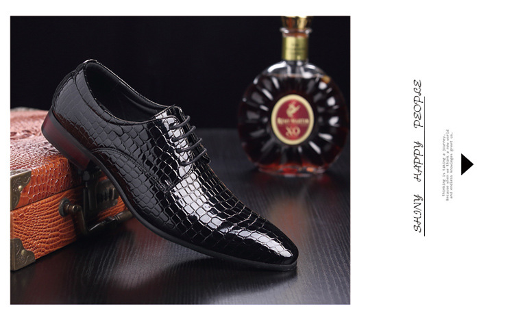 African, European and American fashion serpentine men's shoes lace up low top leather shoes