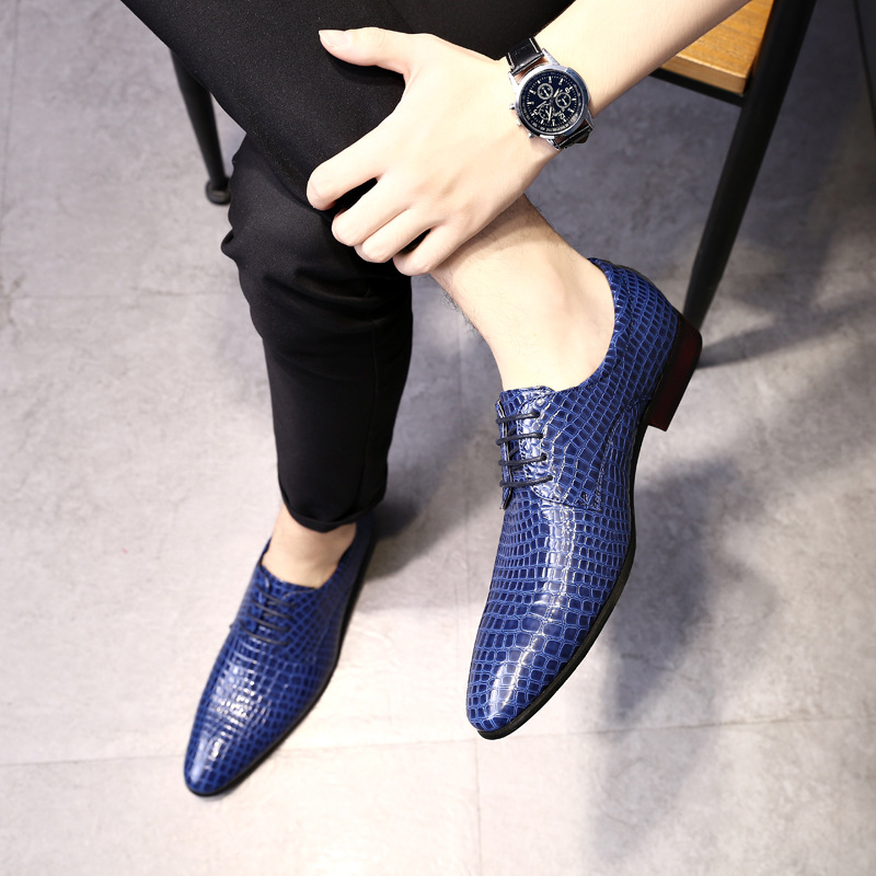 African, European and American fashion serpentine men's shoes lace up low top leather shoes