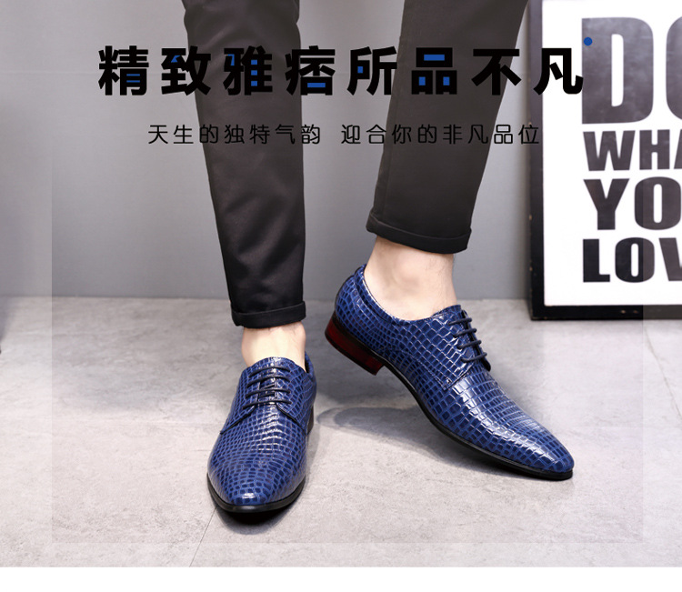 African, European and American fashion serpentine men's shoes lace up low top leather shoes