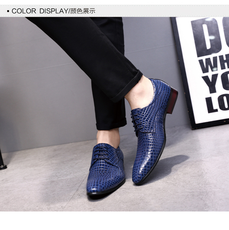 African, European and American fashion serpentine men's shoes lace up low top leather shoes