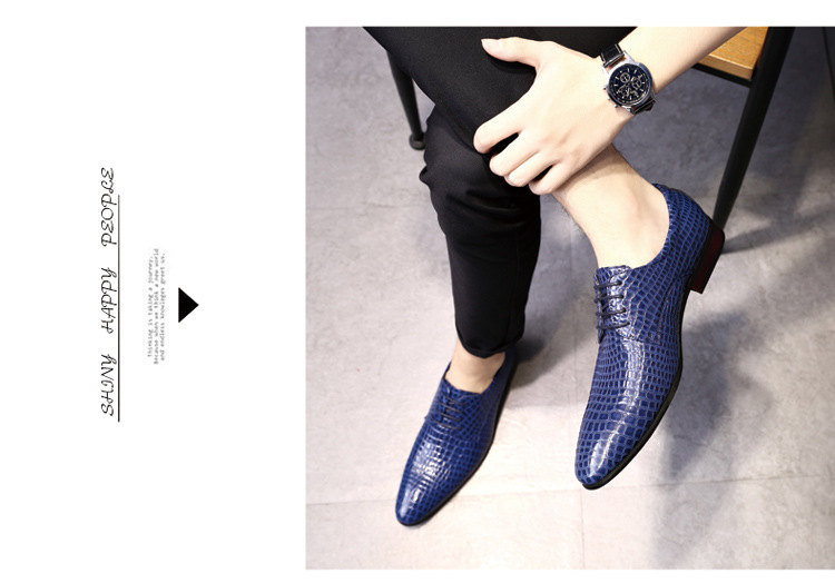 African, European and American fashion serpentine men's shoes lace up low top leather shoes