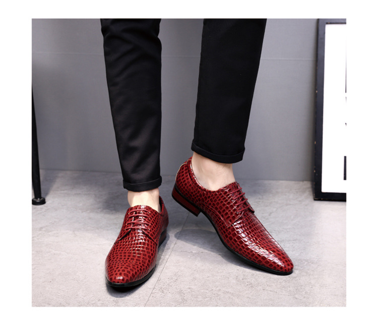 African, European and American fashion serpentine men's shoes lace up low top leather shoes