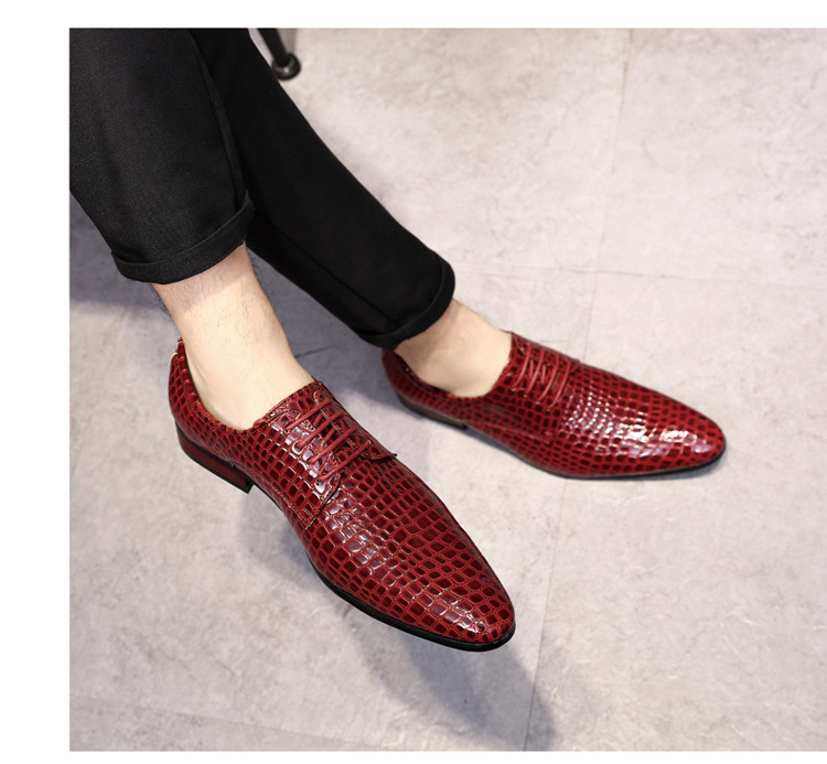 African, European and American fashion serpentine men's shoes lace up low top leather shoes