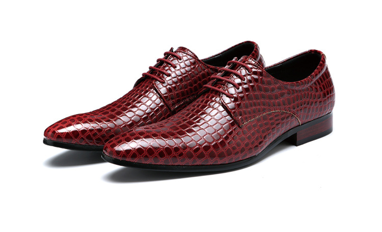 African, European and American fashion serpentine men's shoes lace up low top leather shoes